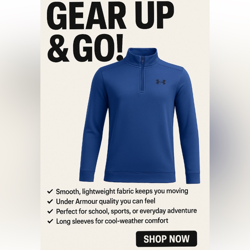 Under Armour Fleece Pullover 1/4 Zip Zipper Navy Blue Pullover Top Small NWT
